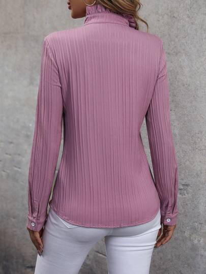 Ruffle Trim Button Front Shirt