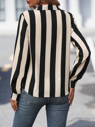 Striped Print Button Front Shirt