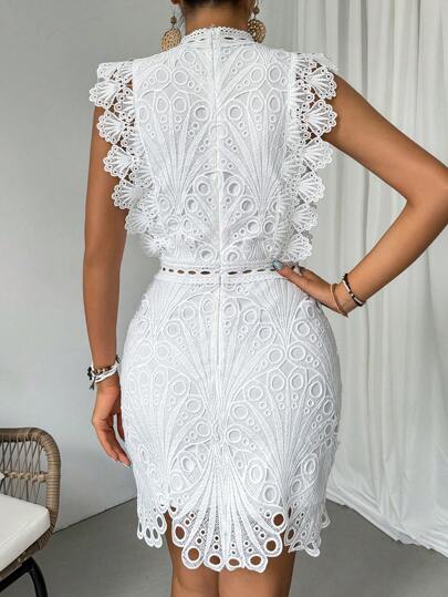 Lace Hollow Out Floral Patterned Dress