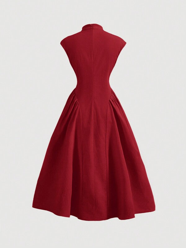 Women's Stand Collar Button Up Dress