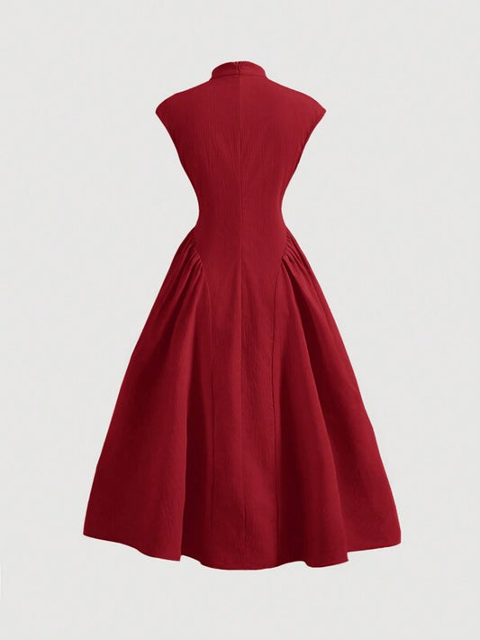 Women's Stand Collar Button Up Dress