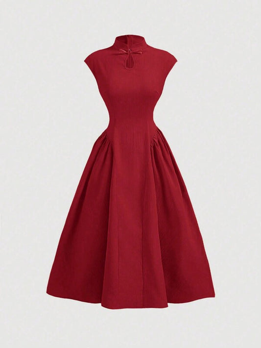 Women's Stand Collar Button Up Dress