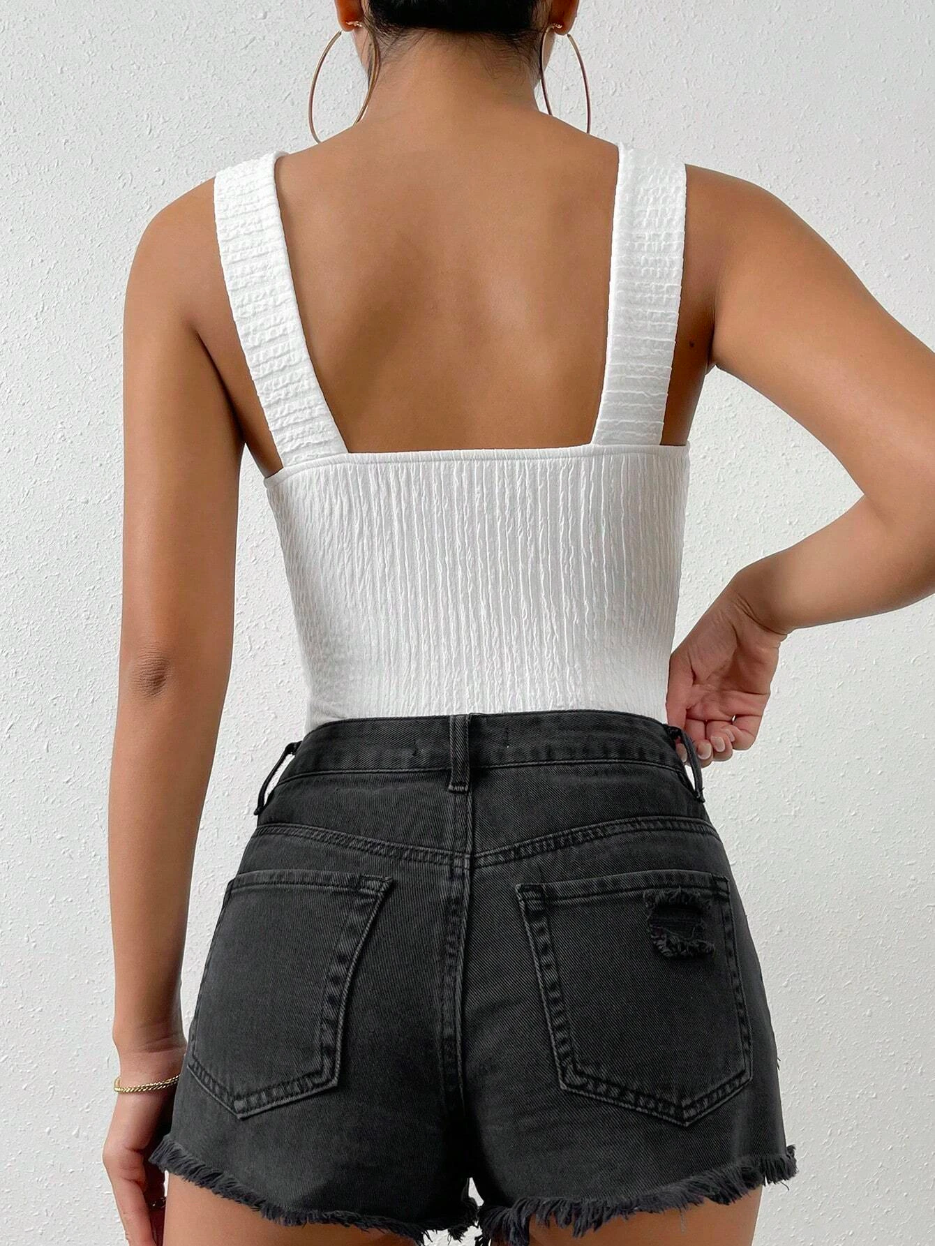 Solid Twist Front Bodysuit