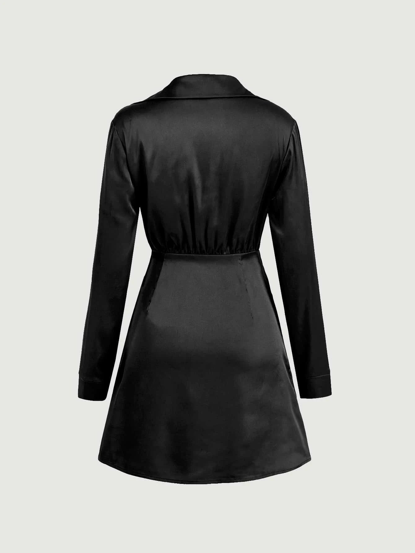 Solid Ruched Satin Dress