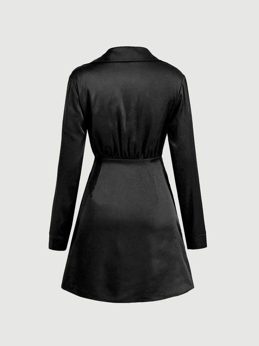 Solid Ruched Satin Dress