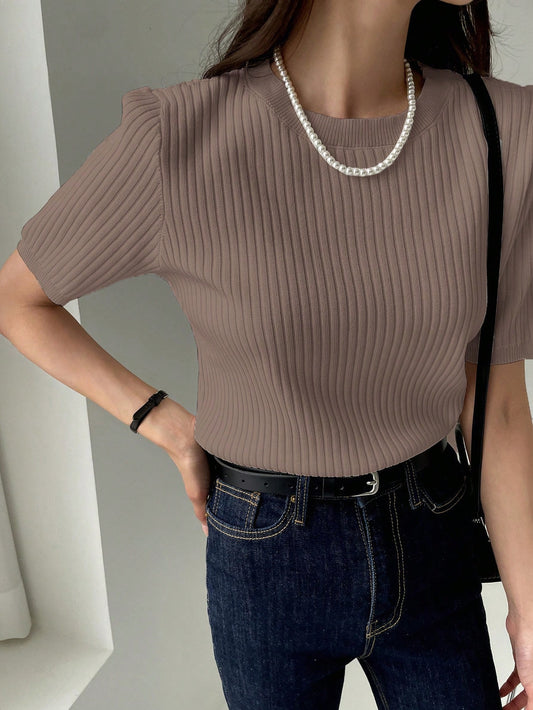 Solid Ribbed Knit Top