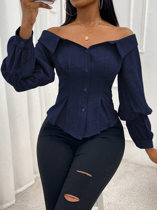 Off-Shoulder Long Sleeve Elegant Blouse