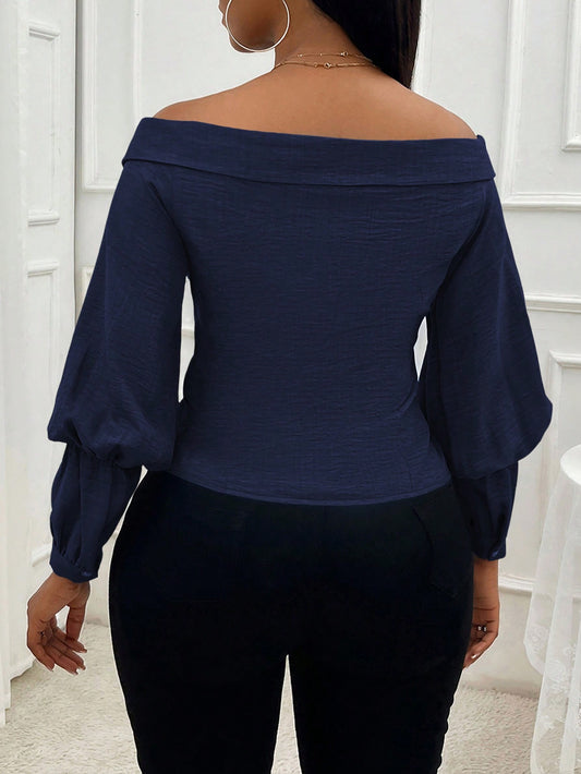 Off-Shoulder Long Sleeve Elegant Blouse