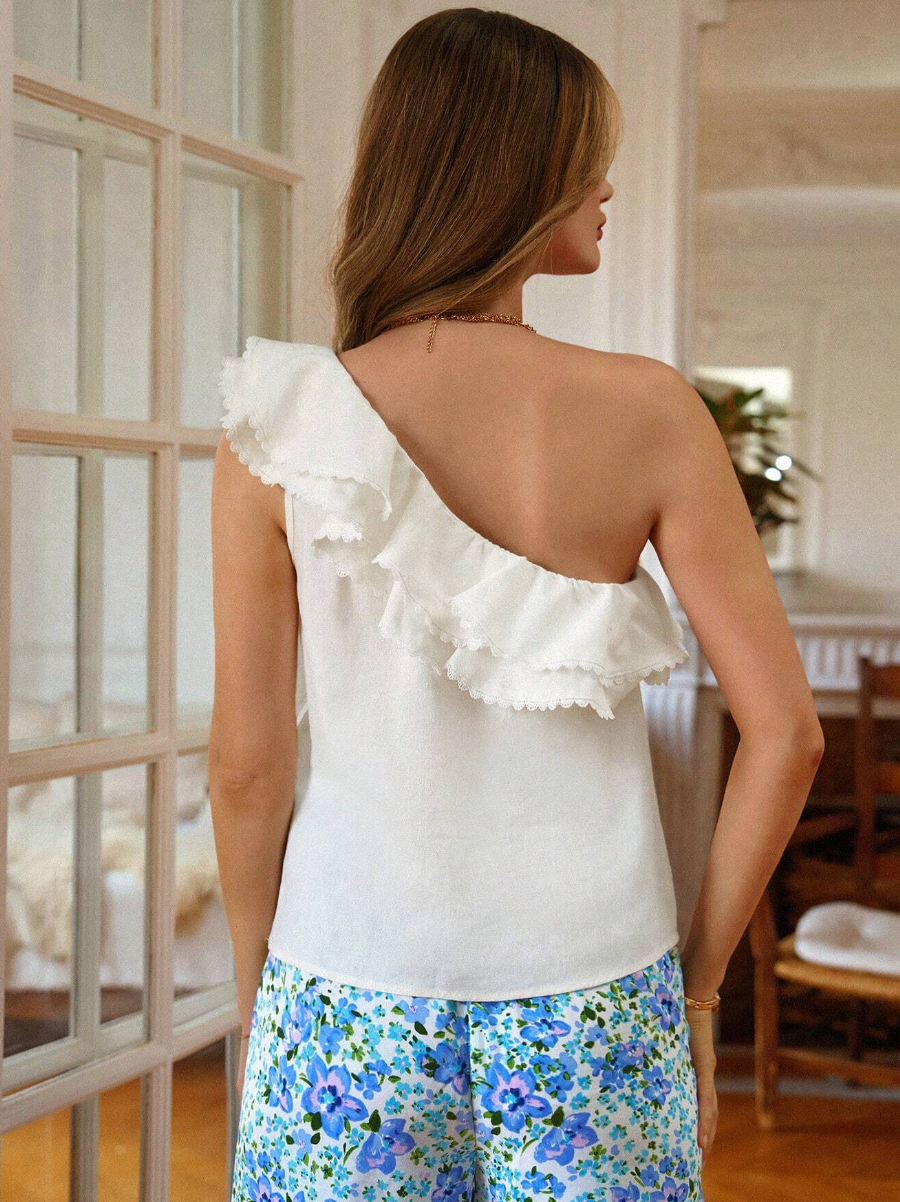 One Shoulder Trim Solid Top