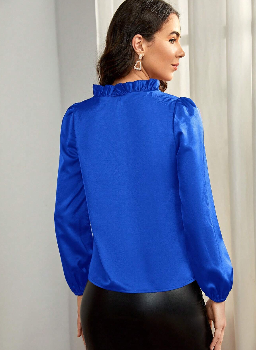 Frill Trim Satin Blouse