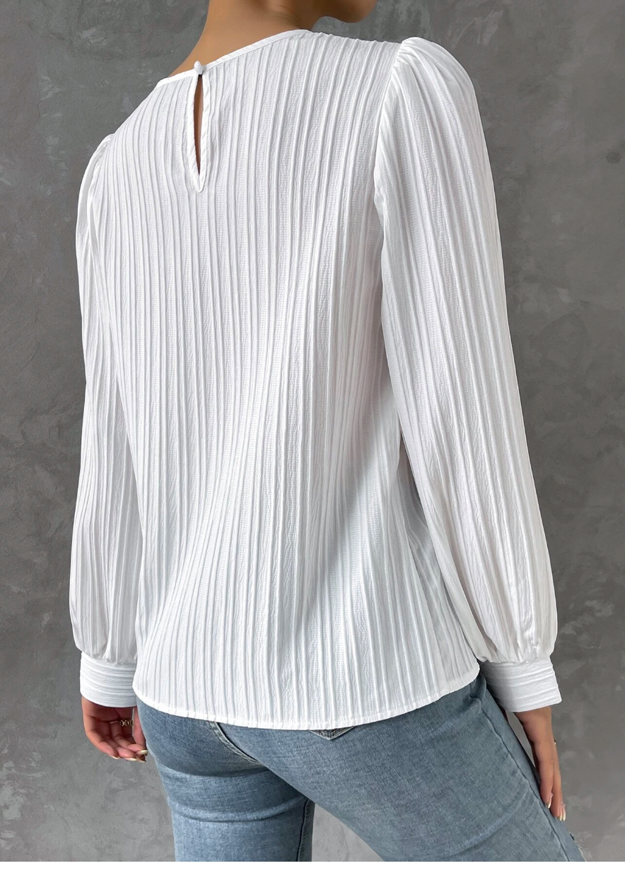 Lantern Sleeve Solid Blouse