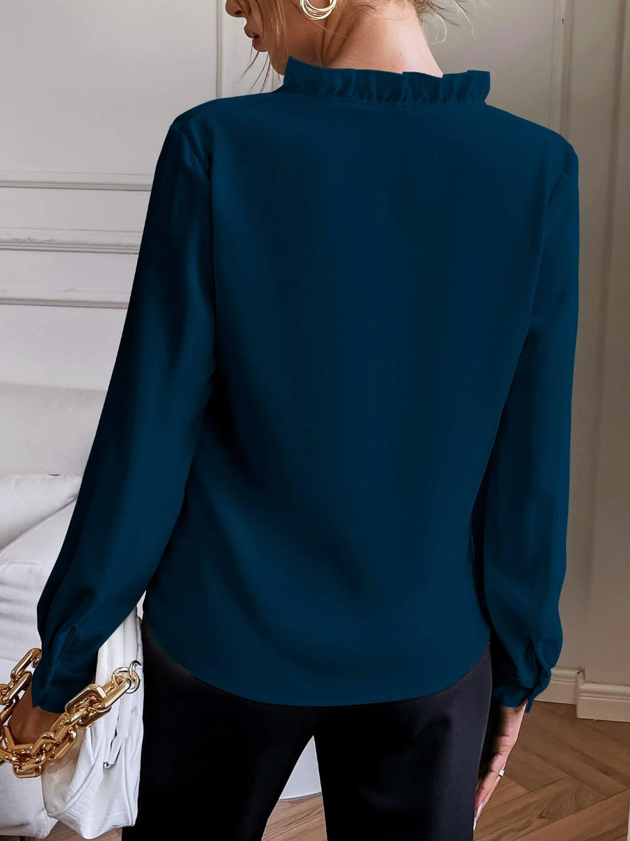 Solid Notched Neck Shirt
