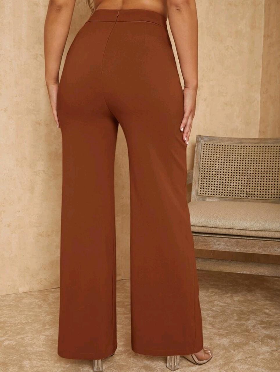 Overlap Waist Seam Front Palazzo Pants