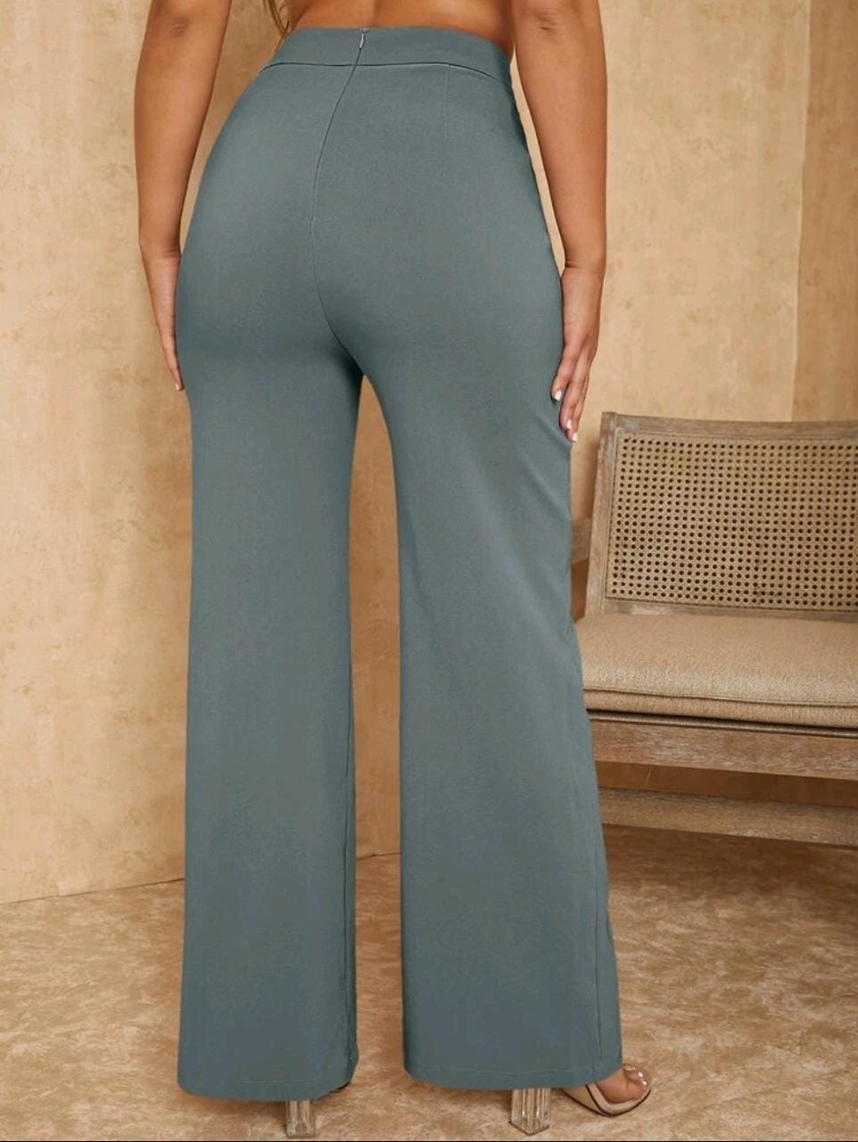 Overlap Waist Seam Front Palazzo Pants
