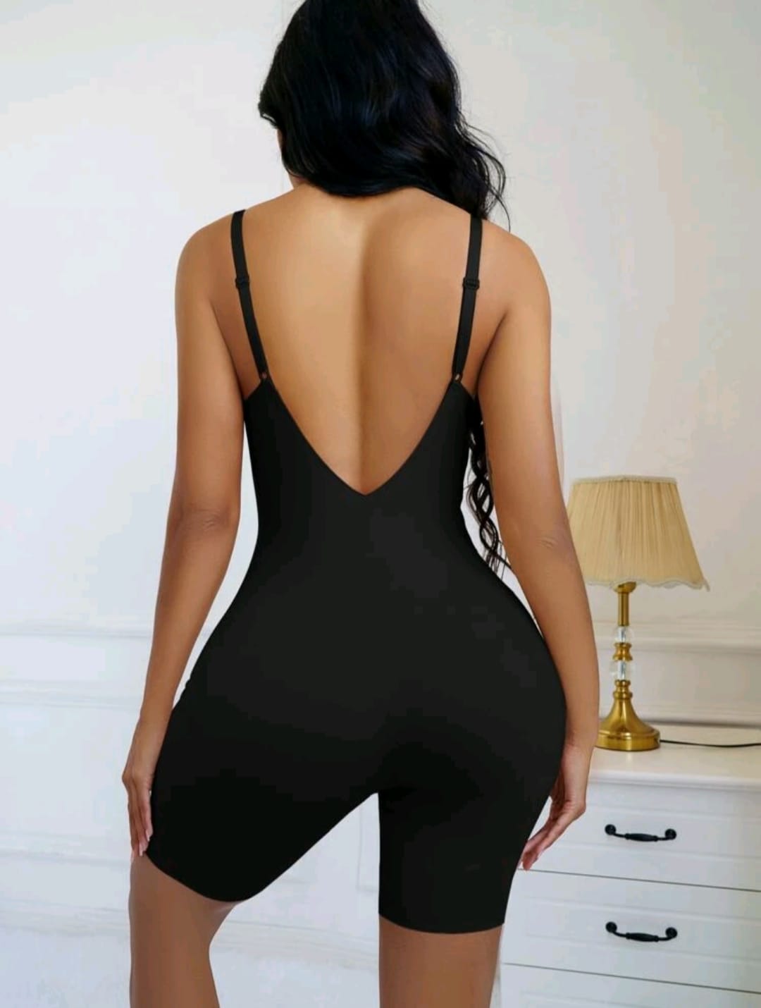 Solid Underwire V Backless Shapewear Bodysuit