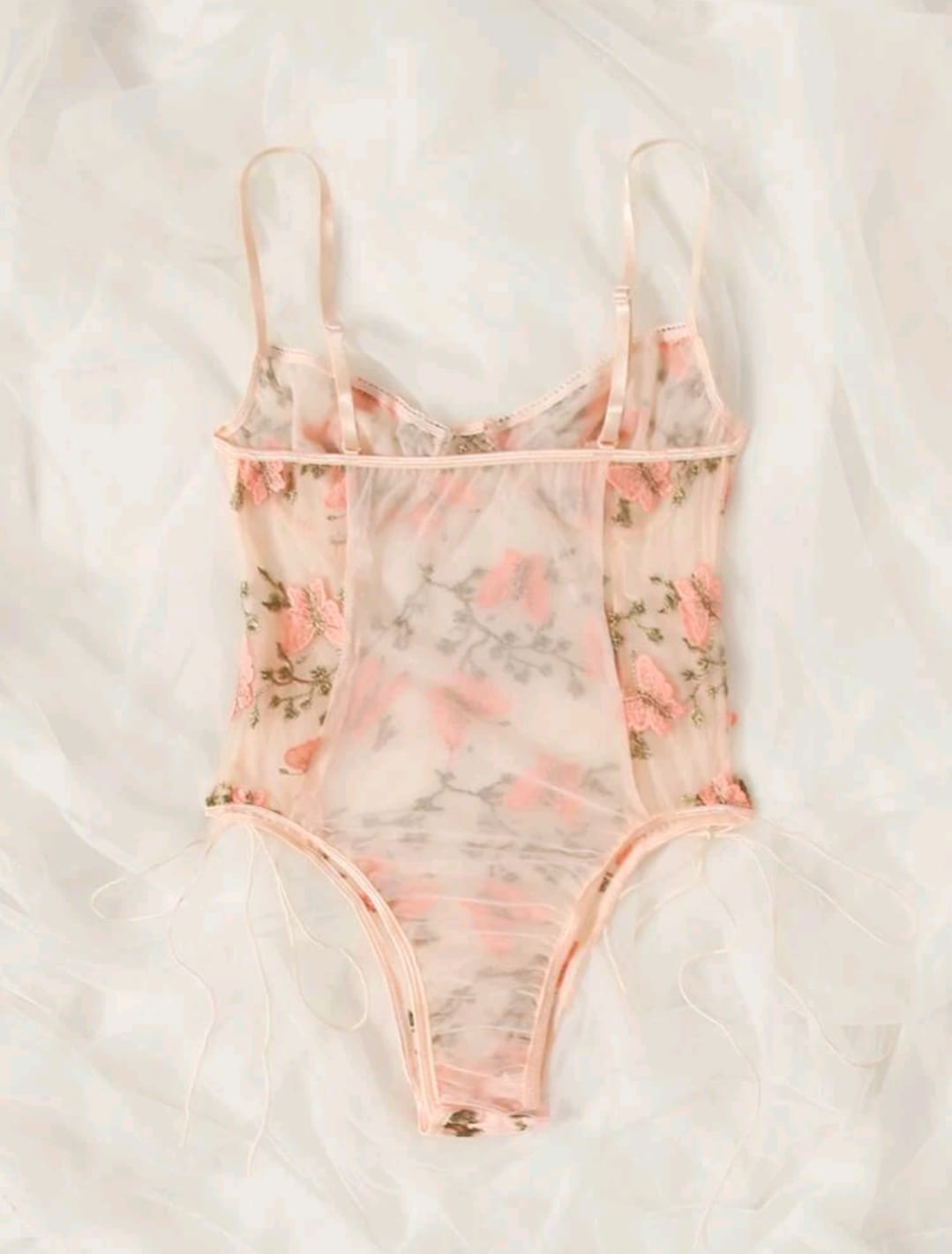 Butterfly Embroidered Mesh Teddy Bodysuit