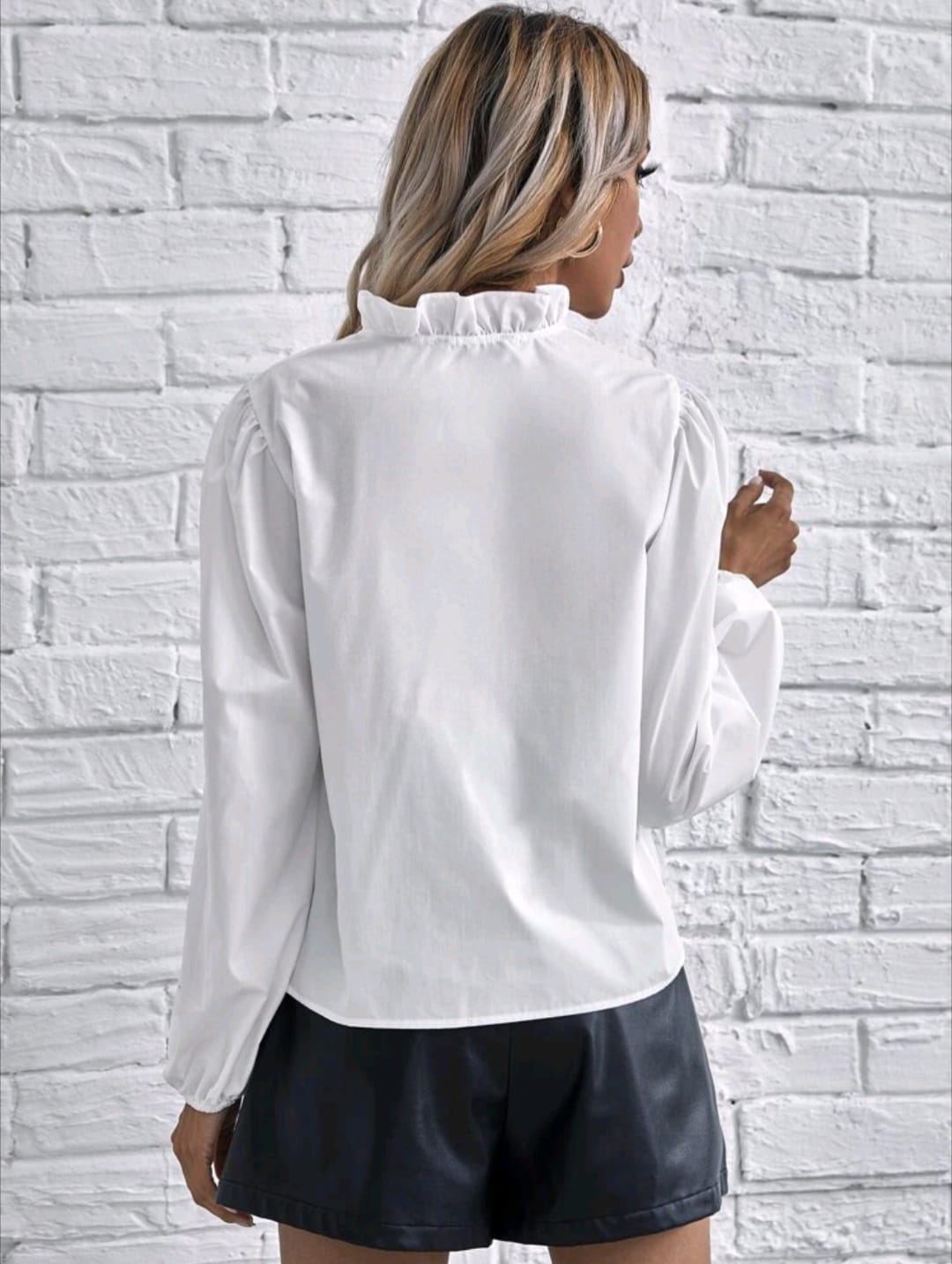 Bishop Sleeve Frill Detail Blouse