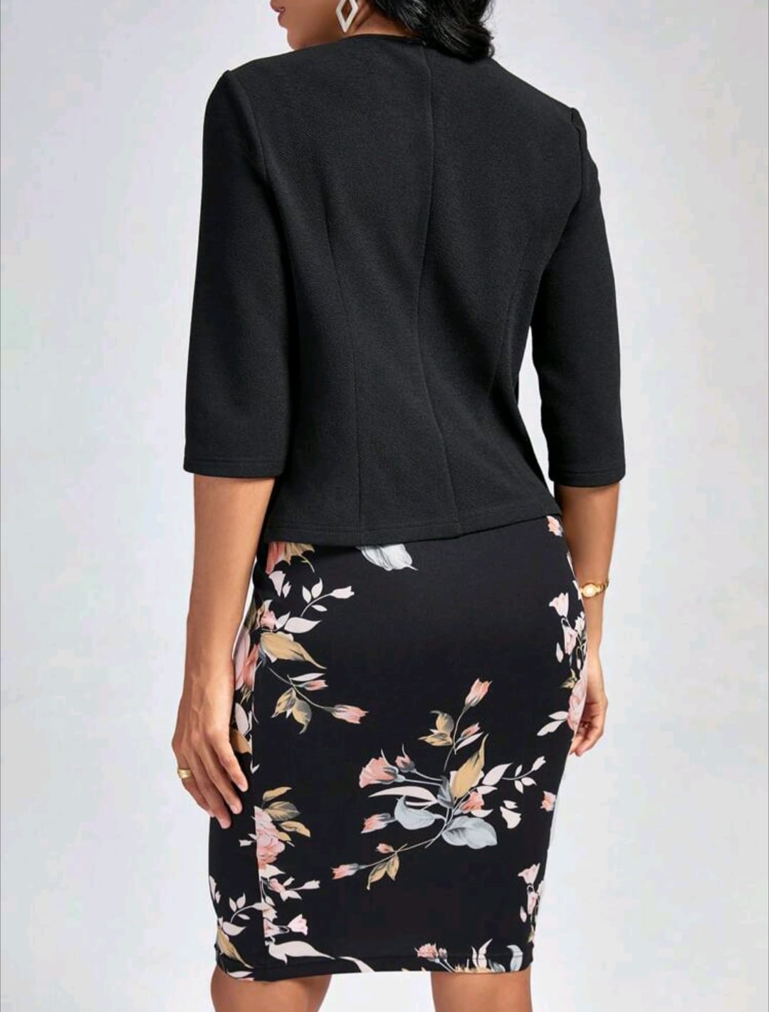 Floral Print Tank Dress & Open Front Jacket