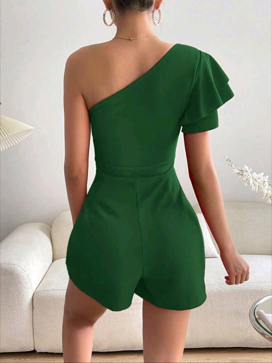 One Shoulder Butterfly Sleeve Romper
