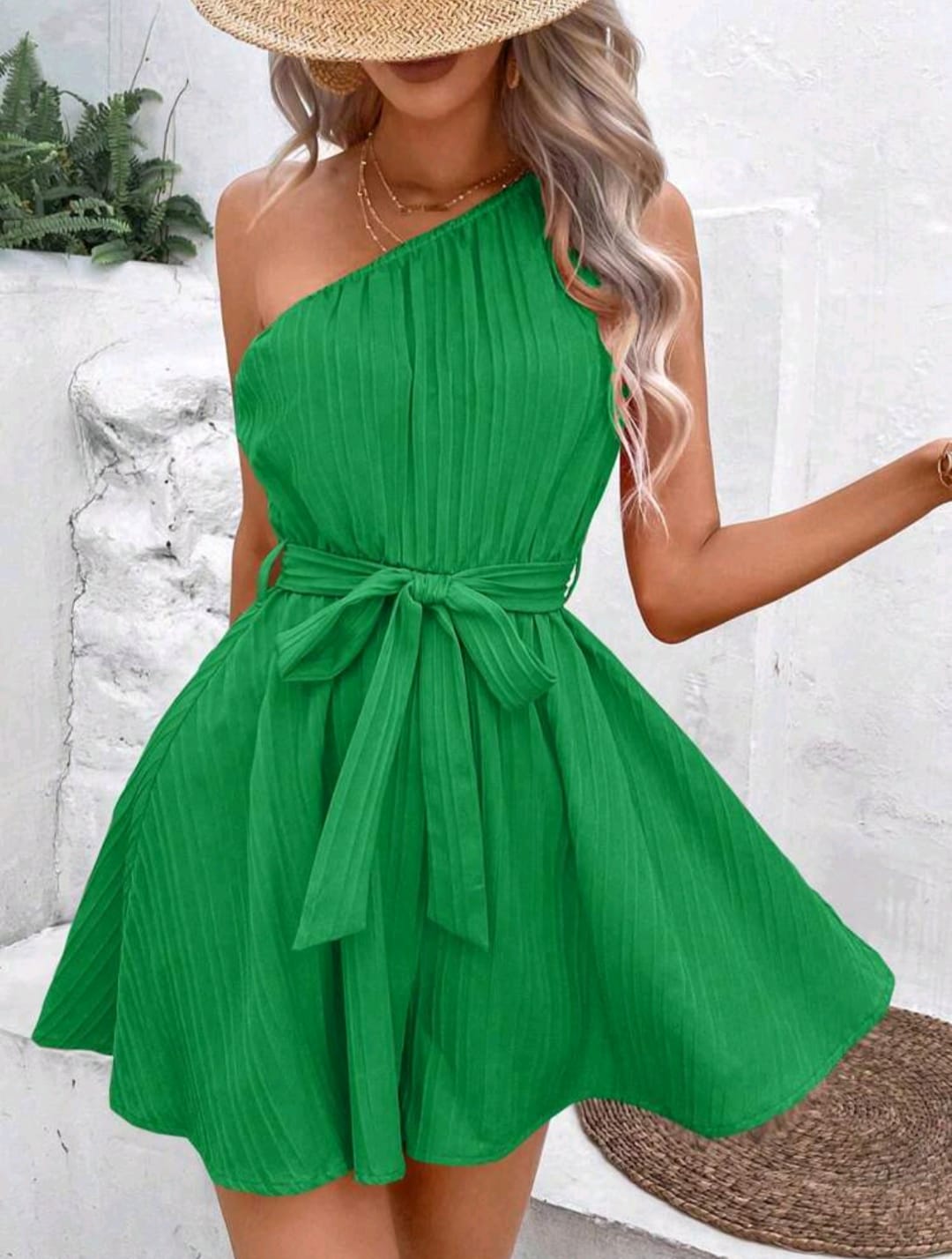 One Shoulder Belted Romper