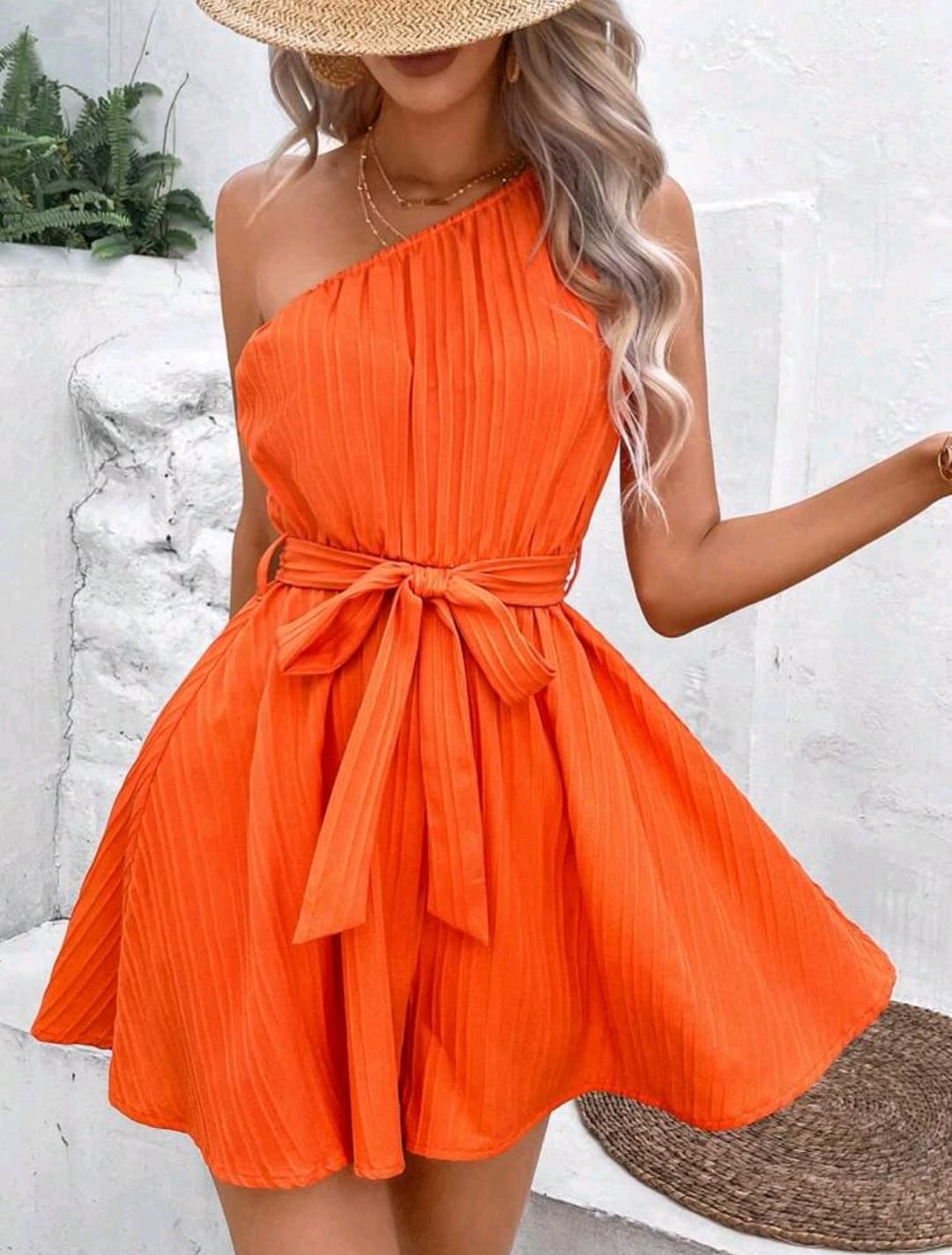 One Shoulder Belted Romper