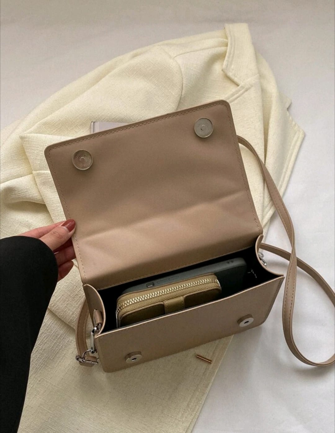 Mini Square Bag Quilted Flap PU