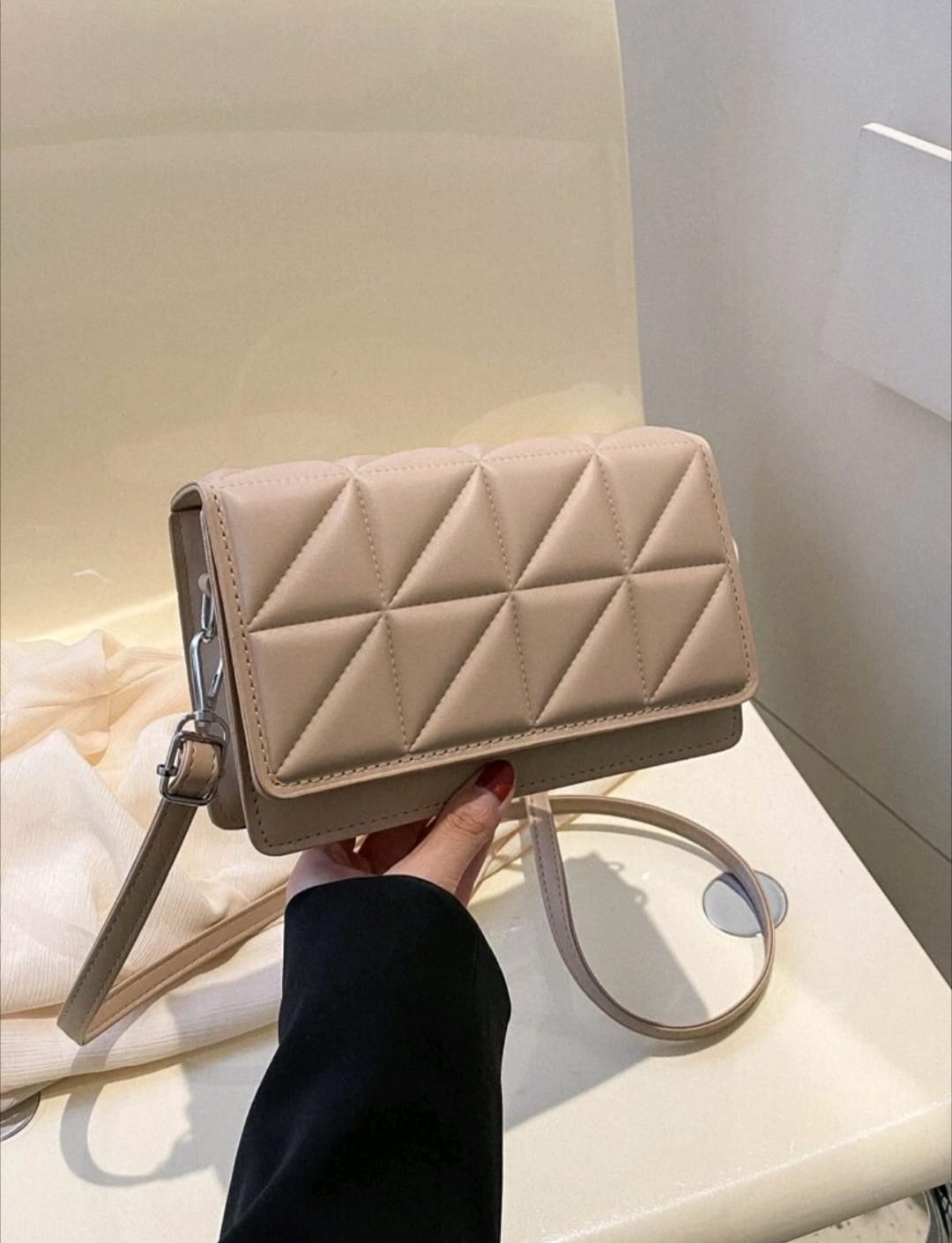 Mini Square Bag Quilted Flap PU