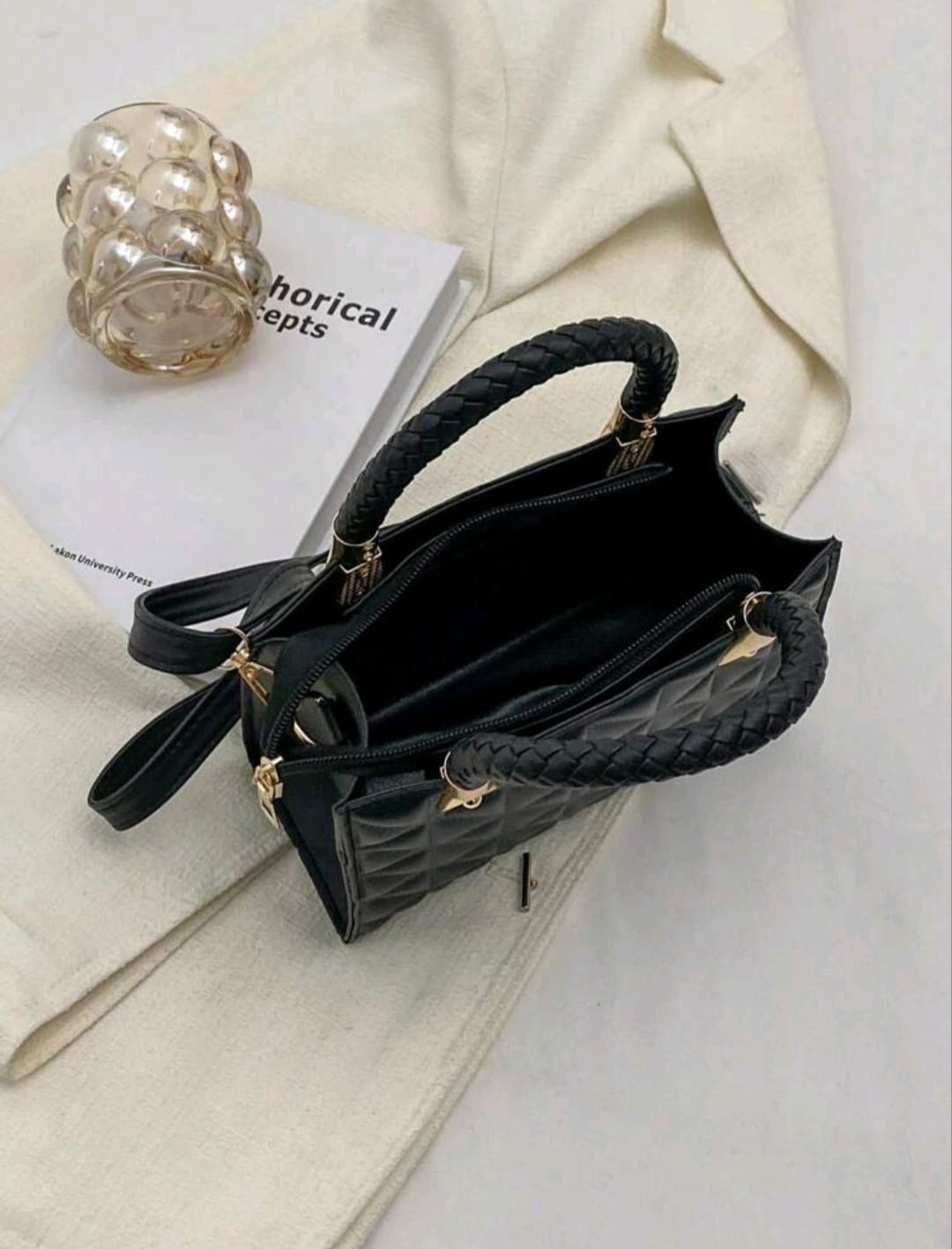 Mini Square Bag Quilted Pattern Adjustable Strap PU