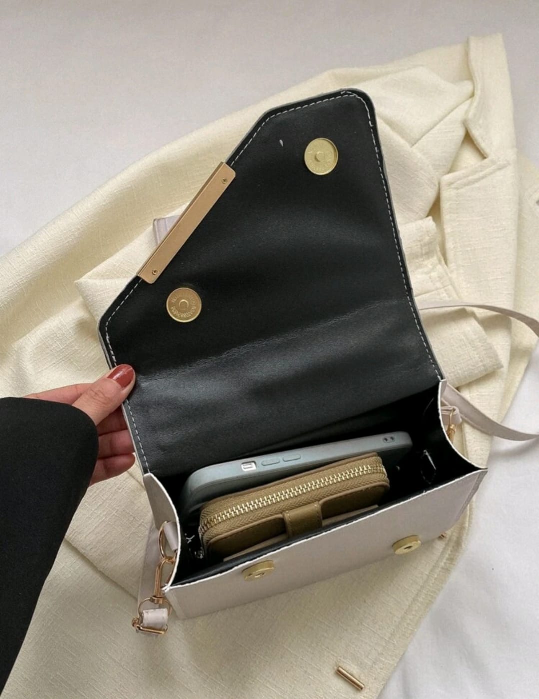 Mini Square Bag Quilted Irregular Flap PU