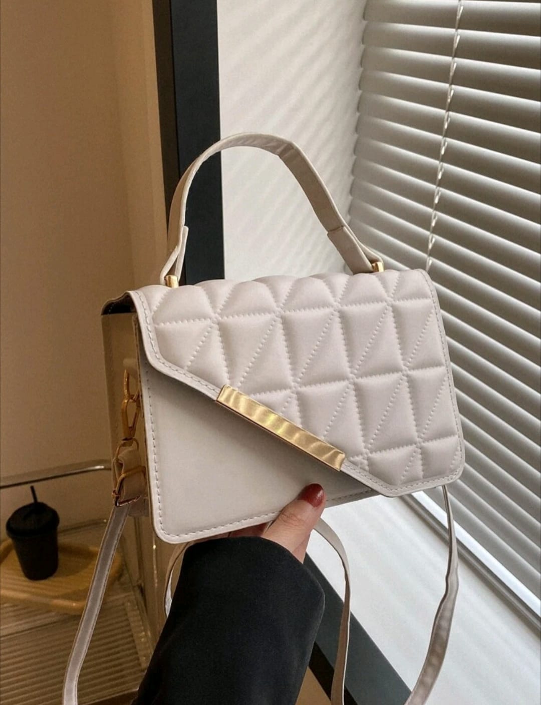 Mini Square Bag Quilted Irregular Flap PU