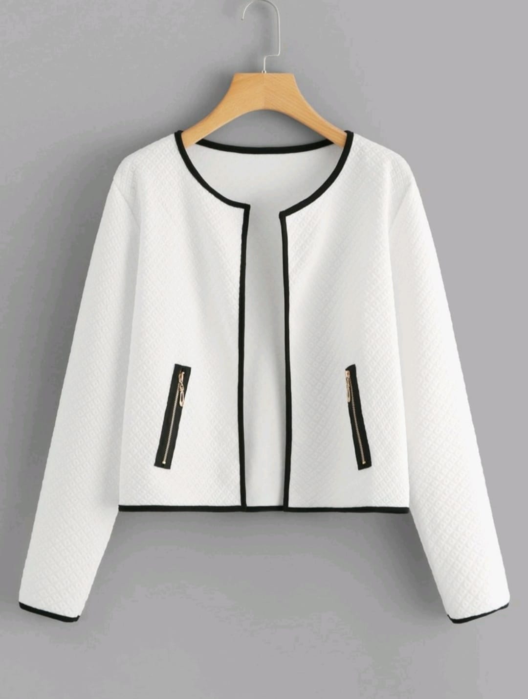 Contrast Trim Zipper Detail Coat