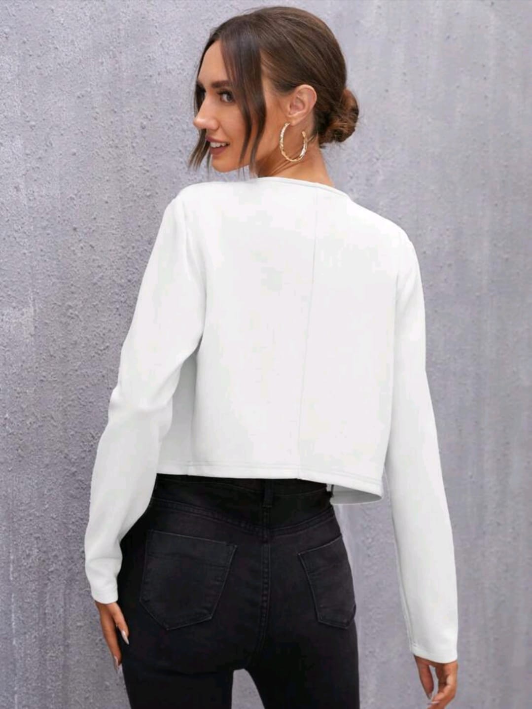 Solid Double Button Crop Jacket