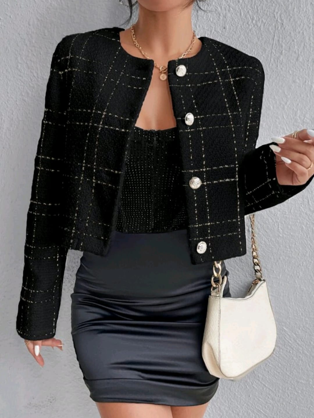 Plaid Pattern Button Front Overcoat