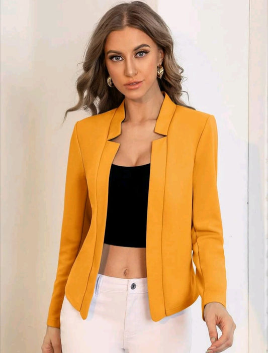 Solid Notch Neck Blazer Workwear
