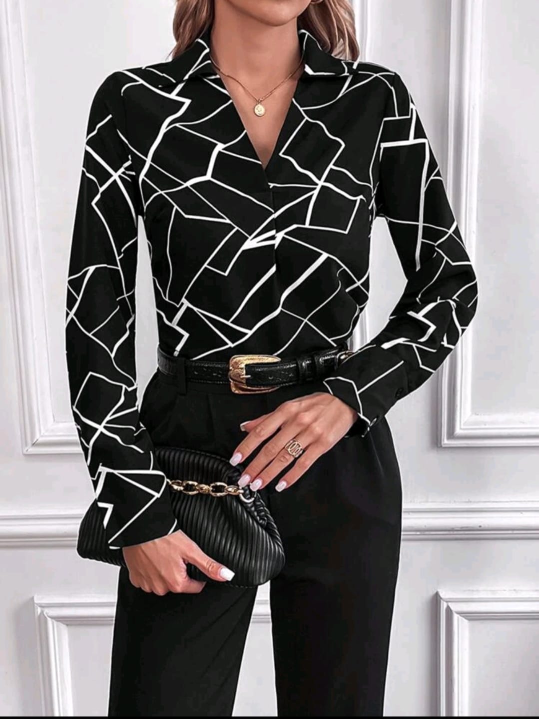 Geometric Print Blouse