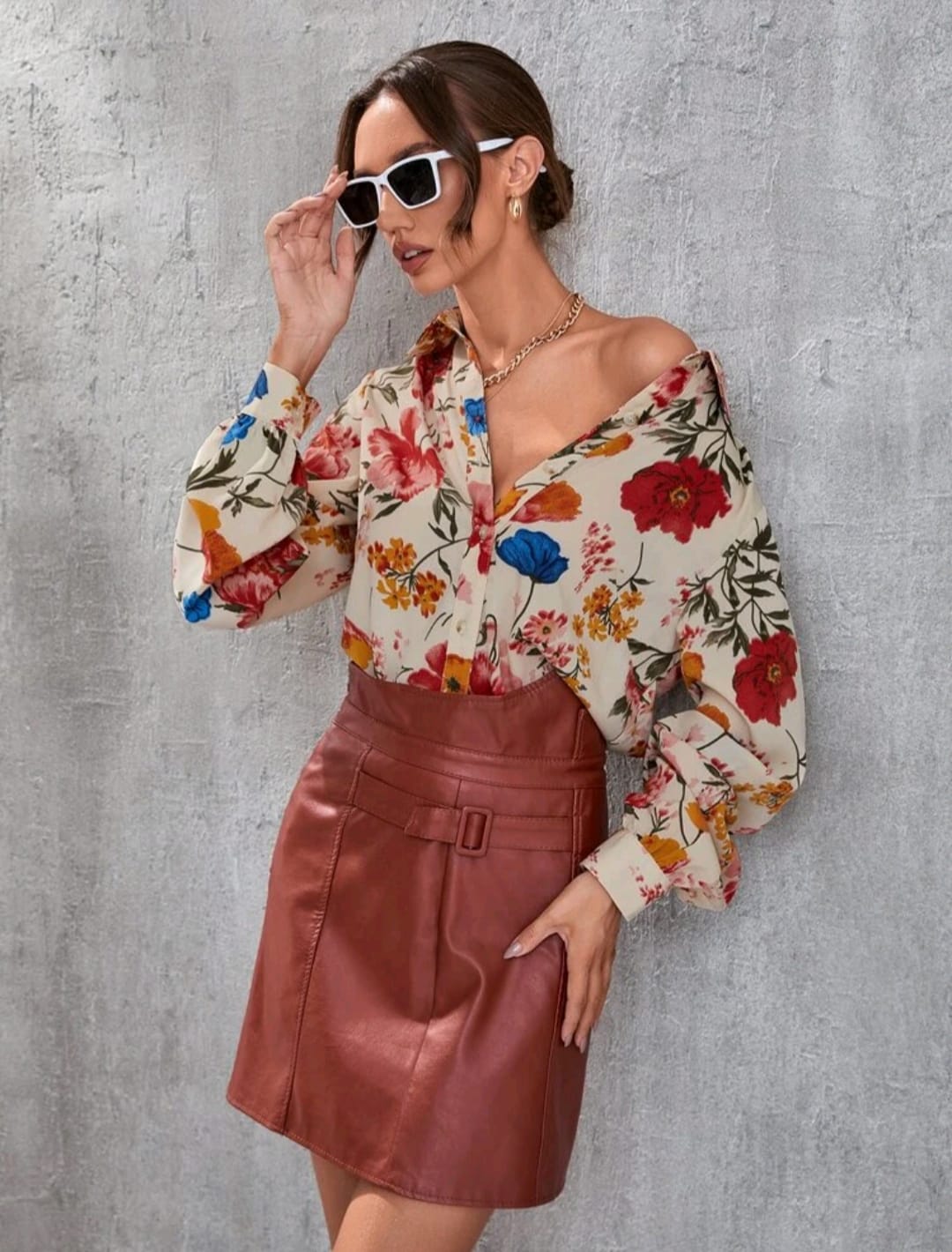 Floral Print Button Front Shirt