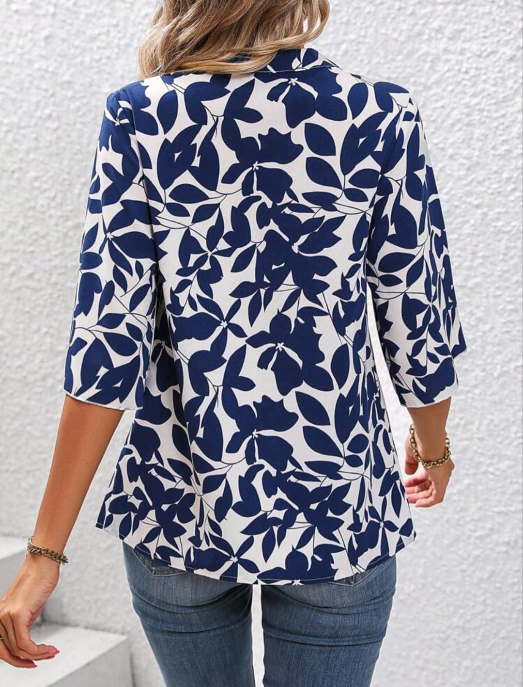 Notched Neckline Petal Sleeve Blouse