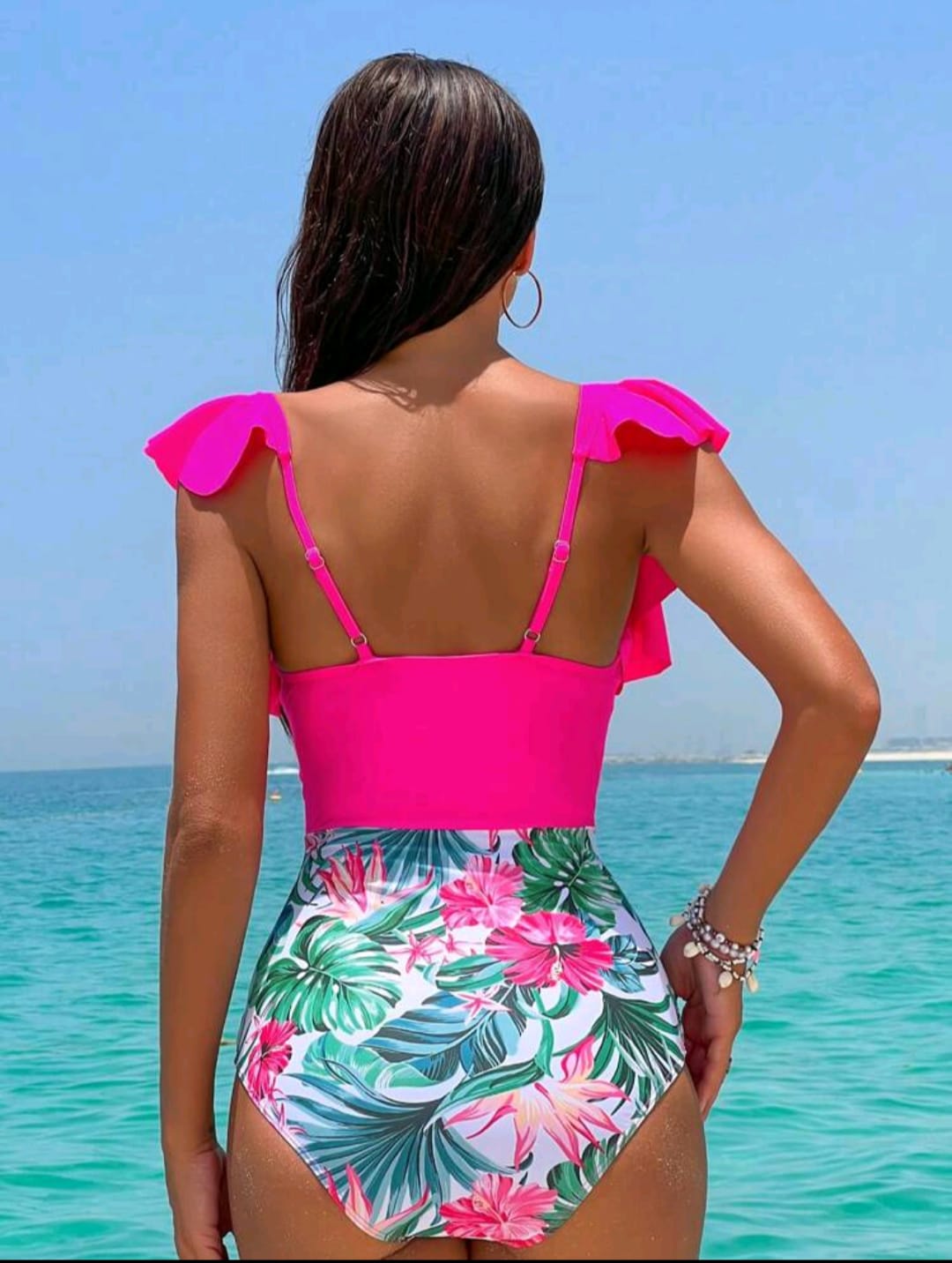 Tropical Print Twist One Piece Swimsuit
