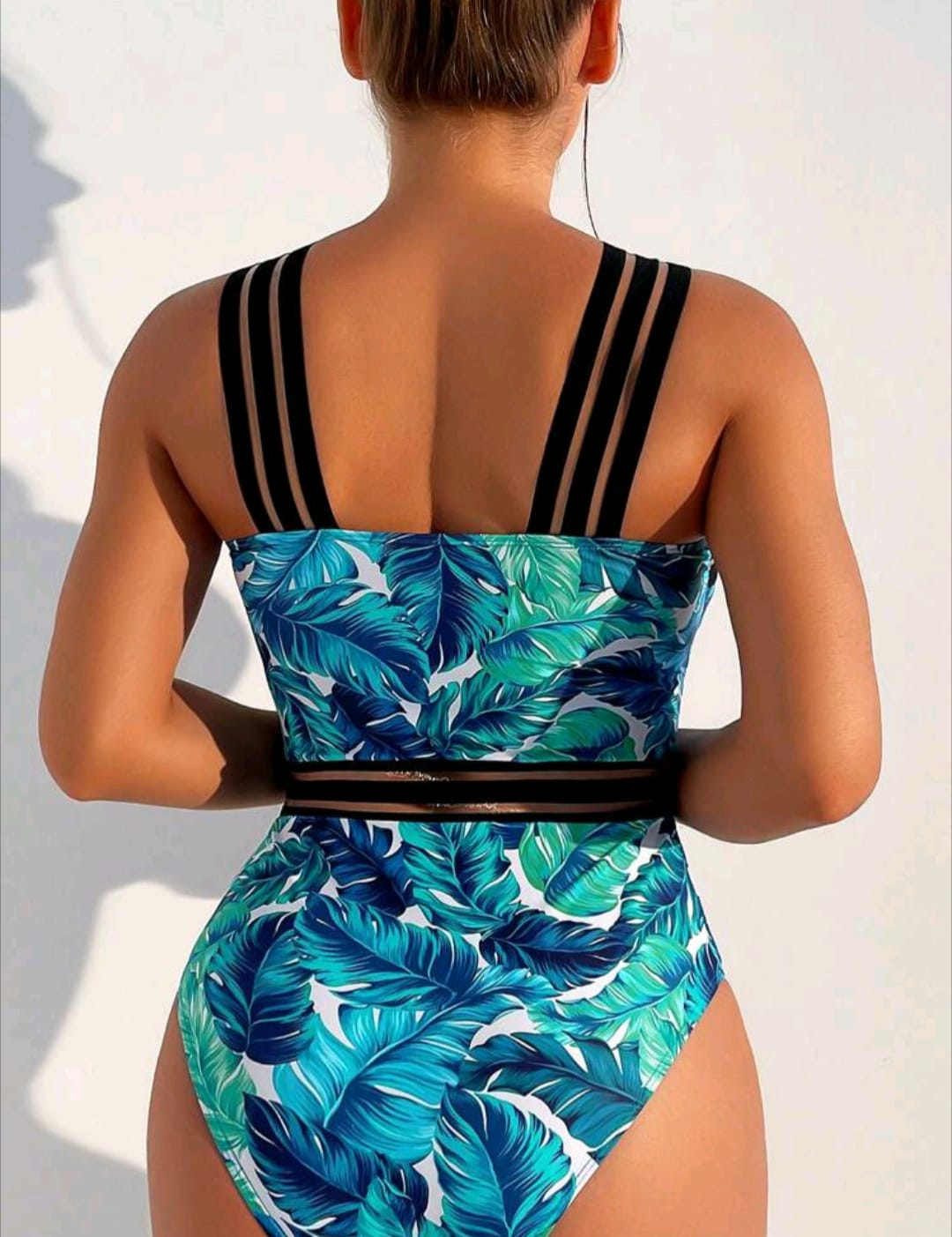 Tropical Print Criss Cross One Piece Swimsuit