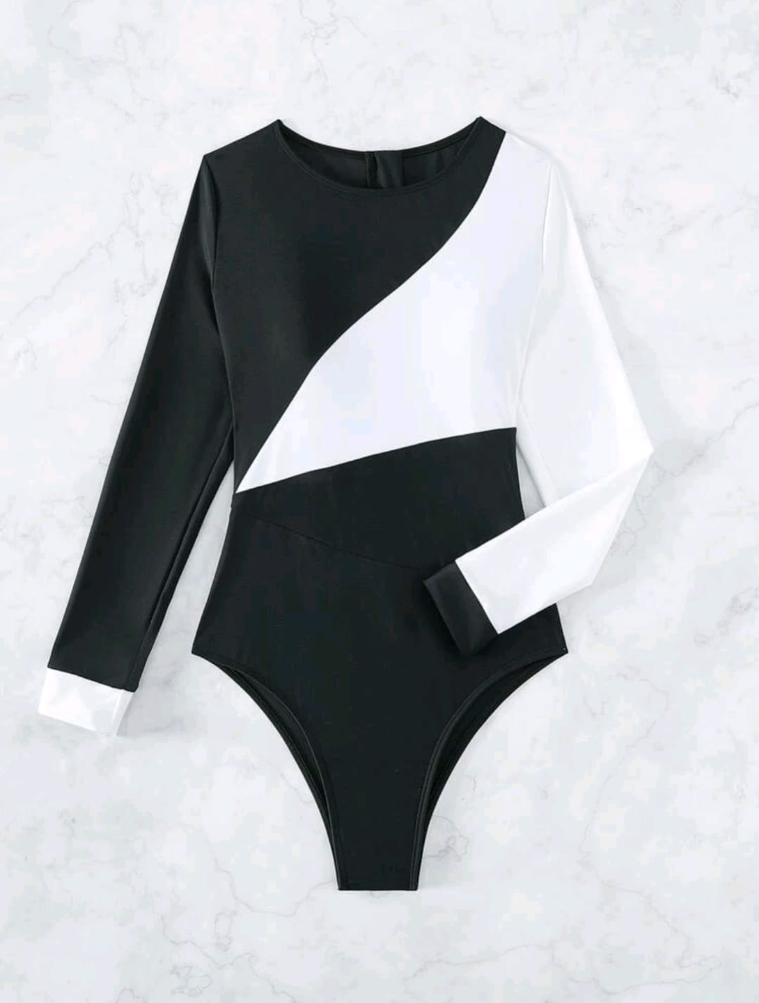 Two Tone One Piece Swimsuit