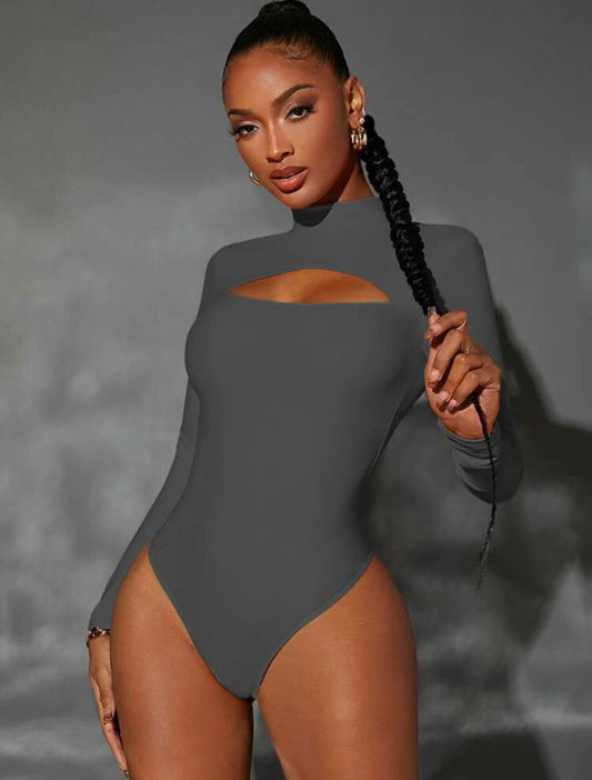 Mock Neck Cut Out Bodysuit