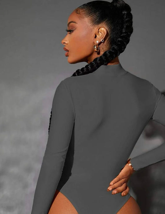 Mock Neck Cut Out Bodysuit