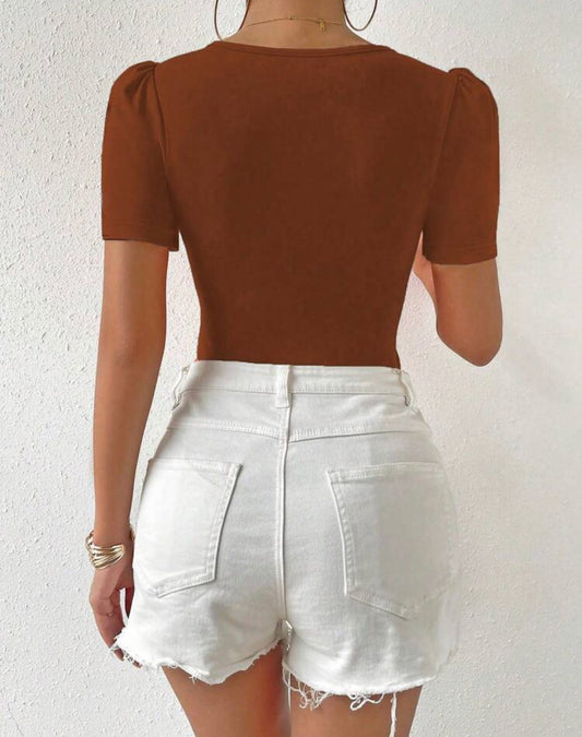 Sweetheart Neck Puff Sleeve Bodysuit