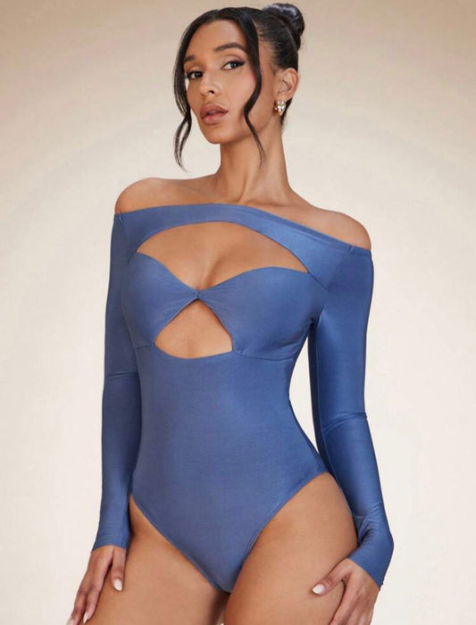 Off Shoulder Cut Out Front Bodysuit