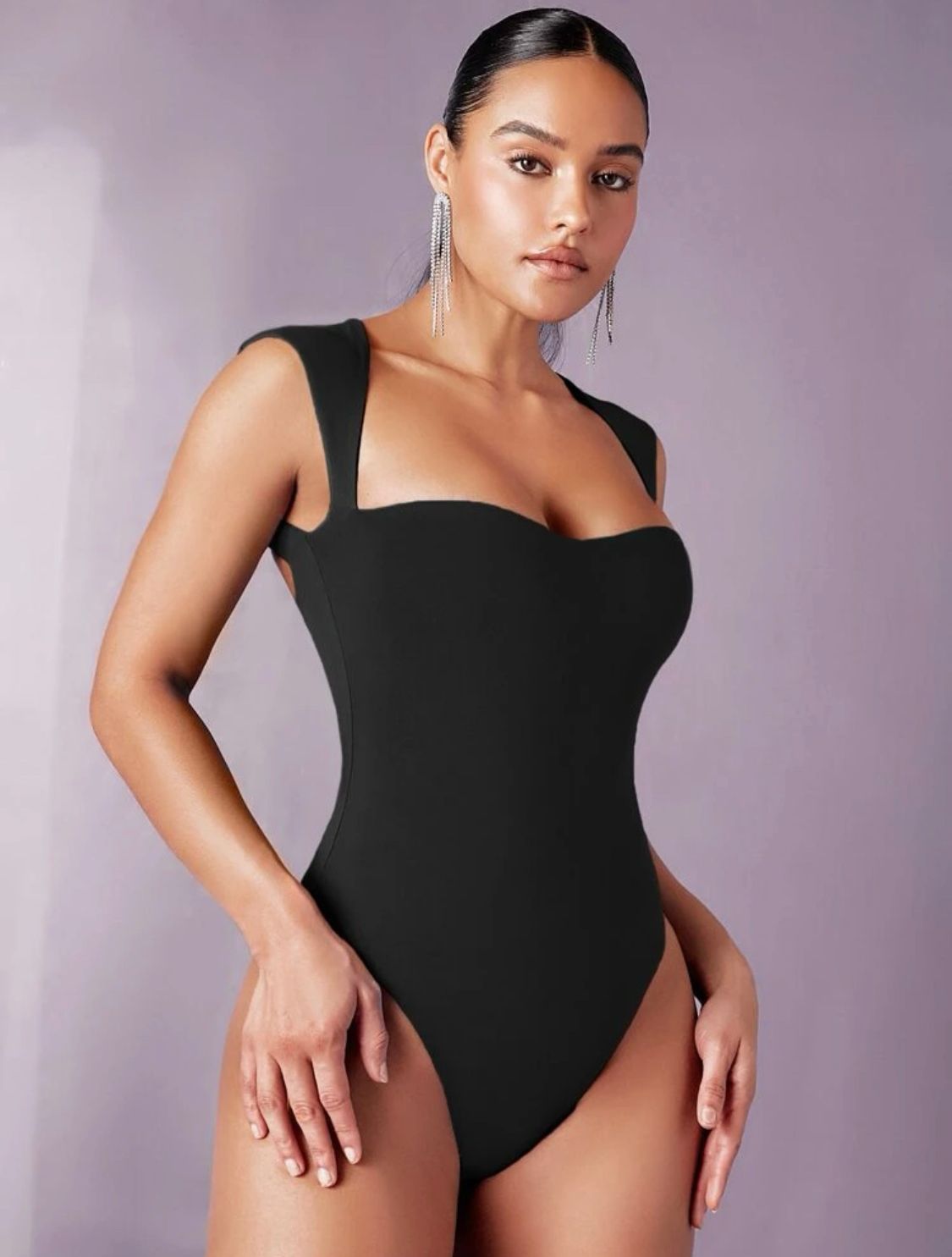 Solid Sweetheart Neck Slim Fit Tank Bodysuit
