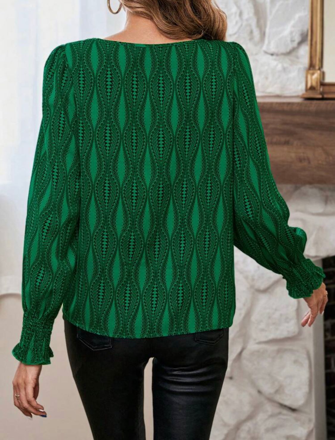 Solid Bishop Sleeve Blouse