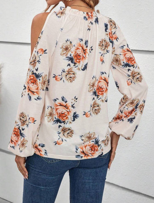 Floral Print Cold Shoulder Tee