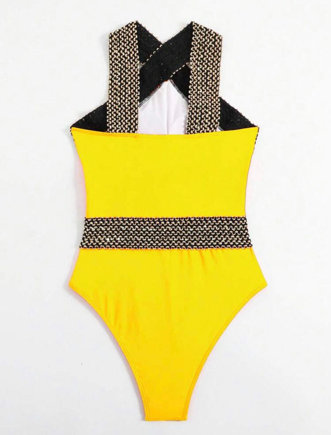 Stitch Detail Cross One Piece Swimsuit