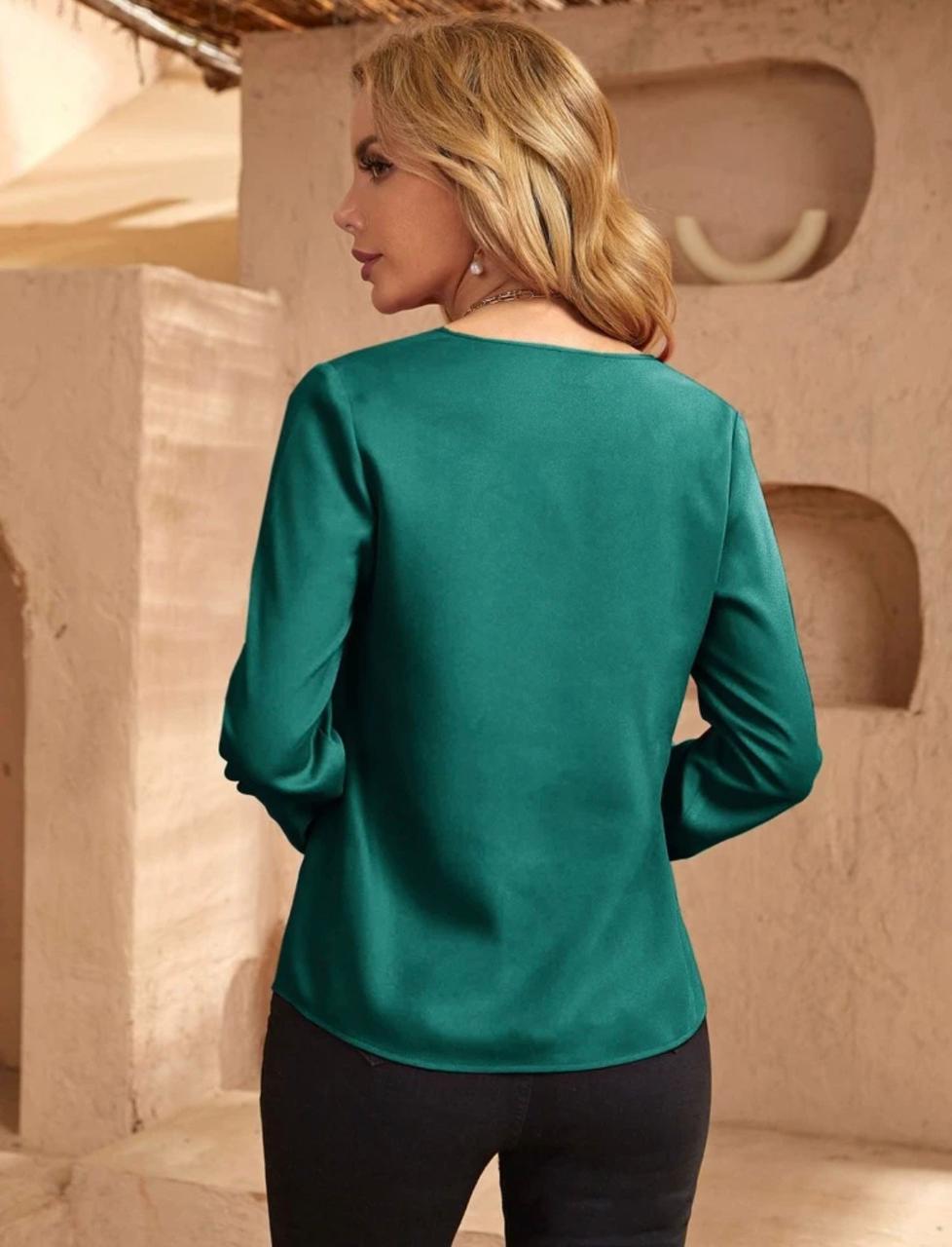 Solid Notched Neck Blouse