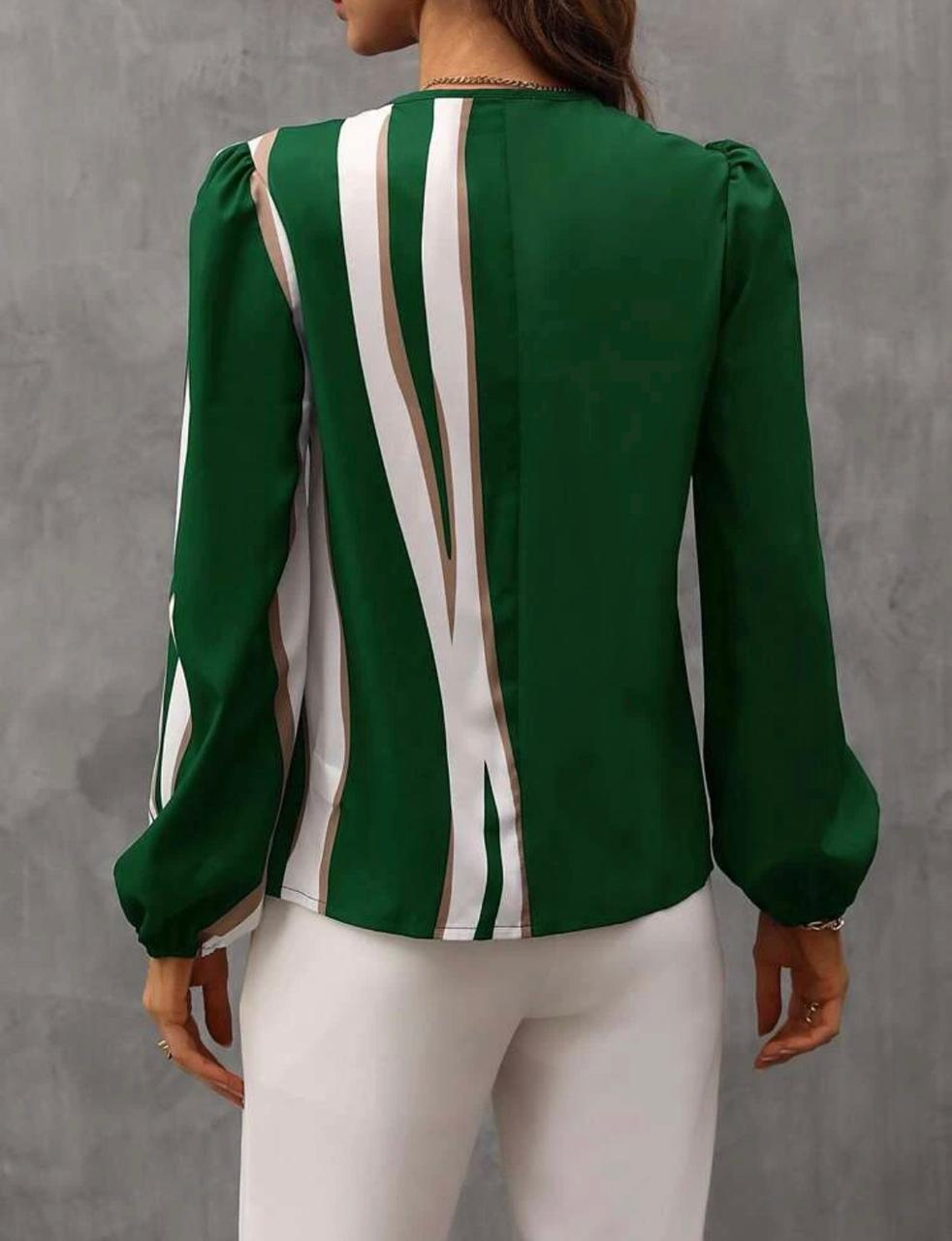 Color Block Button Front Blouse